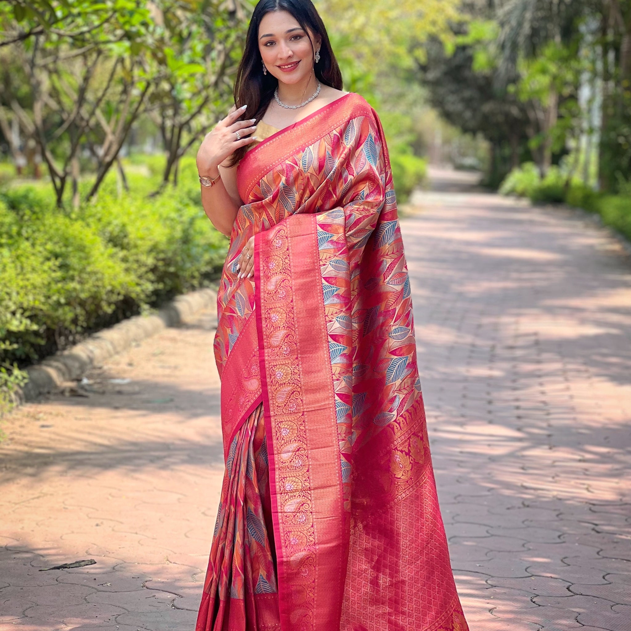 Pink Kanchi Pattu Silk Saree