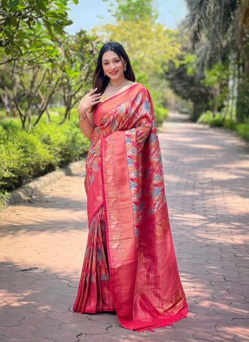 Pink Kanchi Pattu Silk Saree