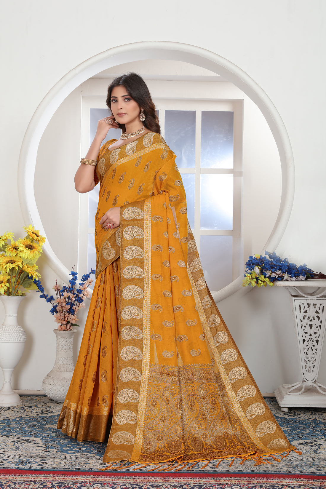 Ishika Fab Yellow Chanderi Cotton Saree