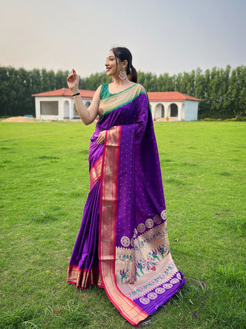 Purple Paithani Silk Saree