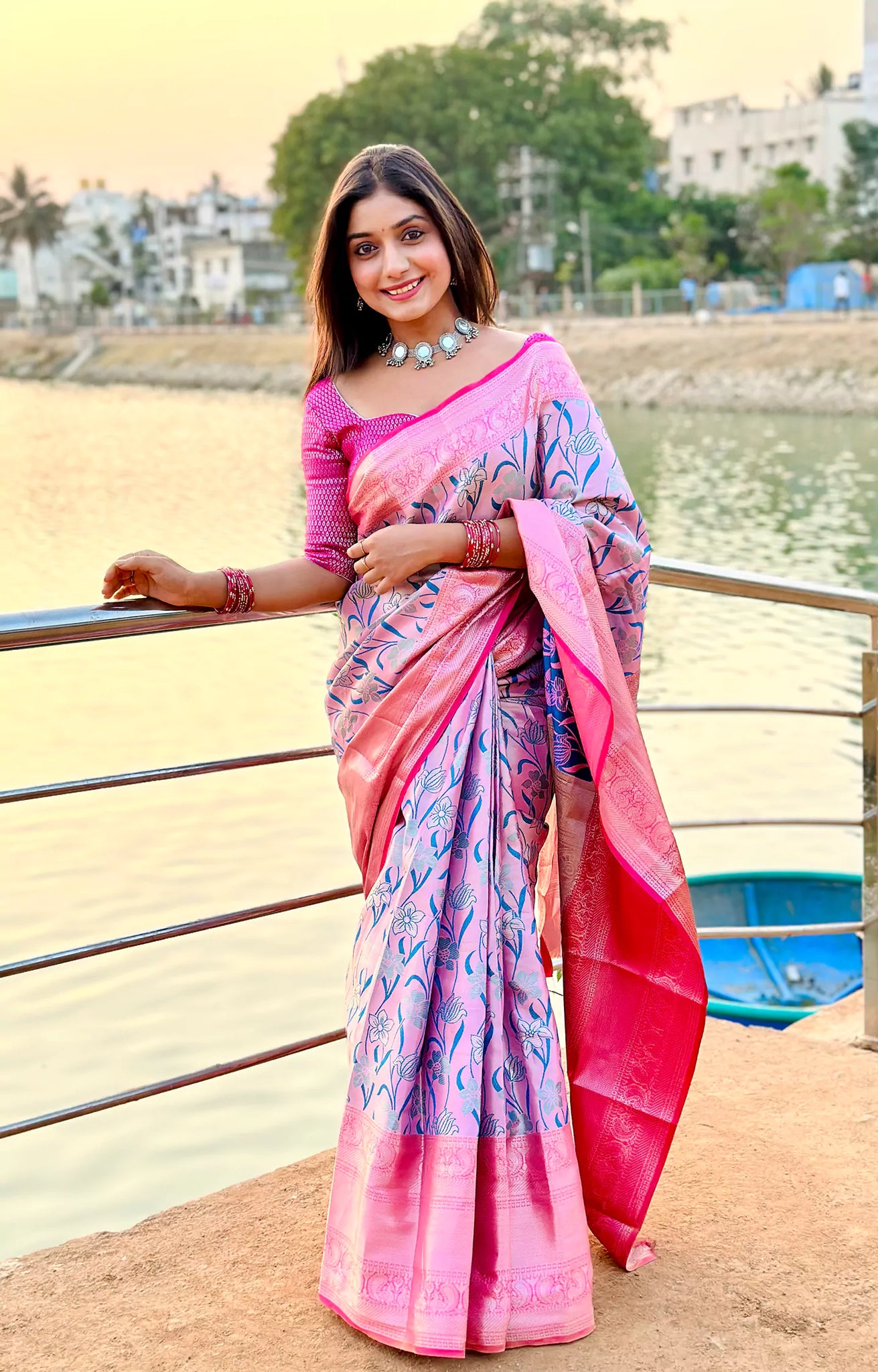 Pink Kanjivaram Silk Saree