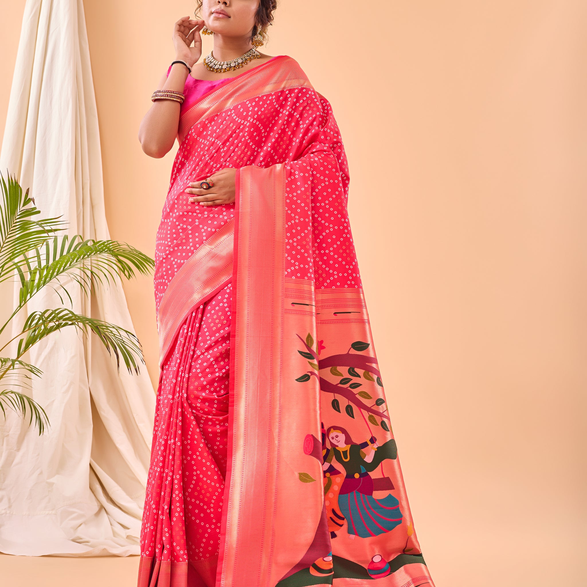 Pink Paithani Silk Saree