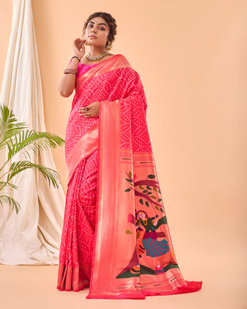 Pink Paithani Silk Saree