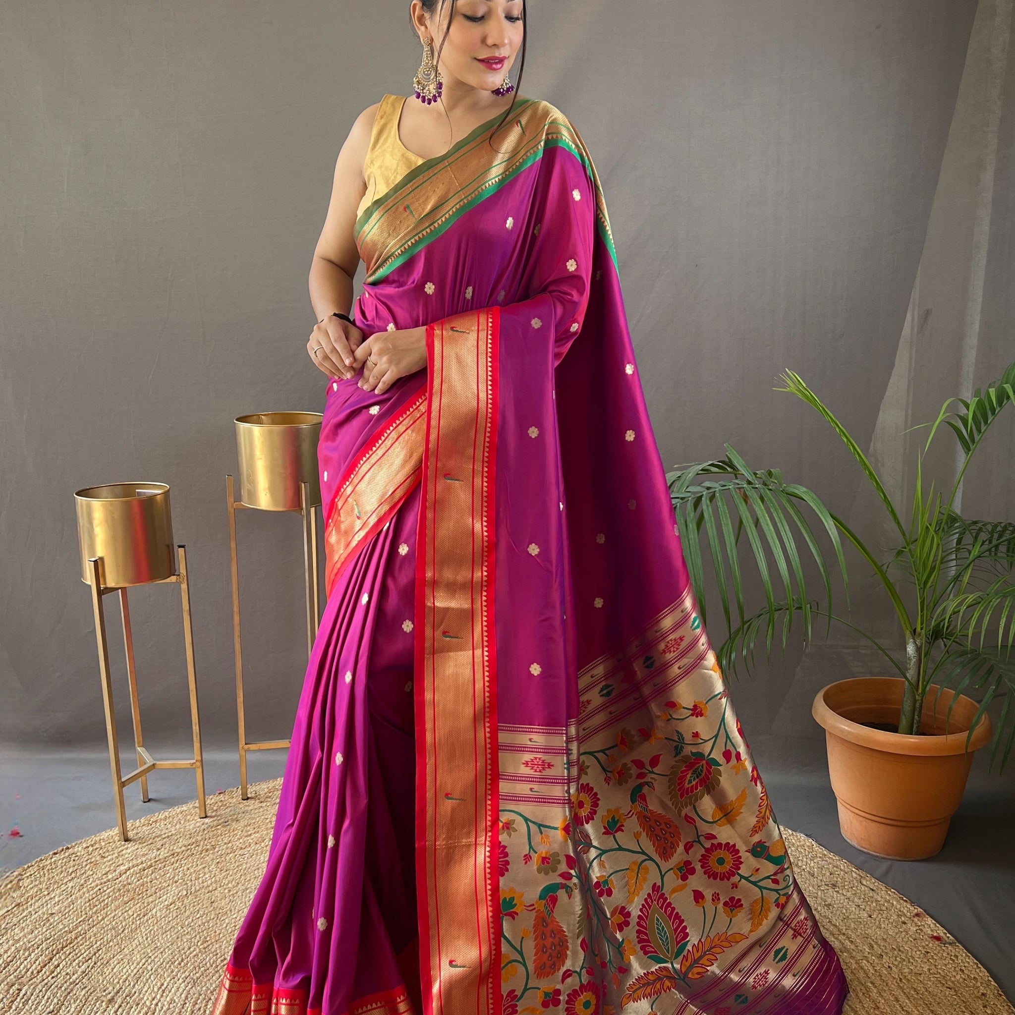 Pink Paithani Silk Saree