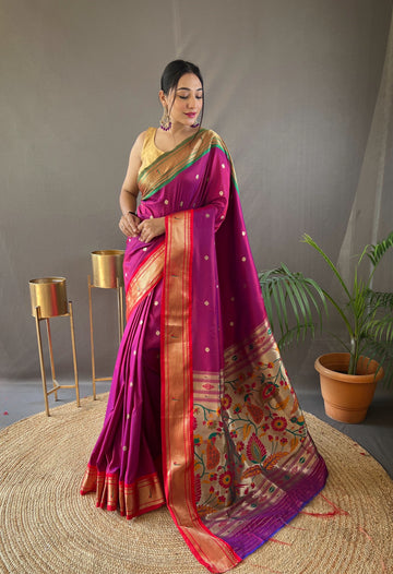 Pink Paithani Silk Saree