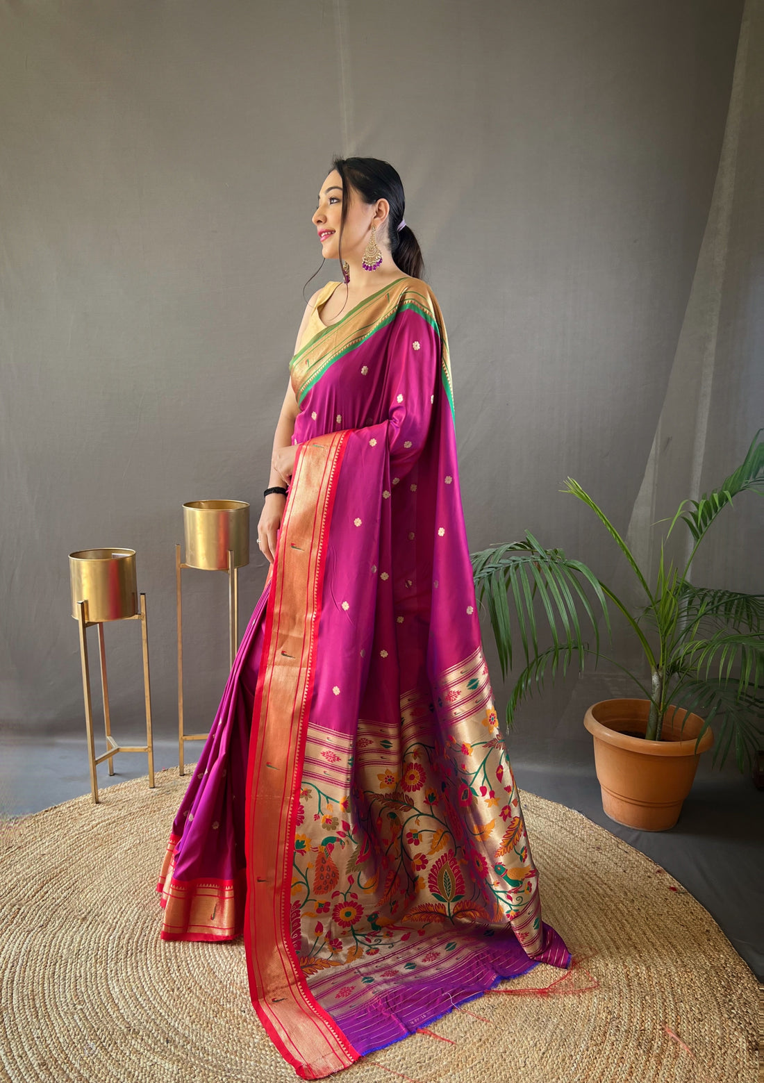 Pink Paithani Silk Saree