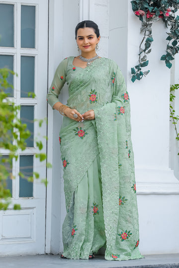 Light Green Chiffon Saree