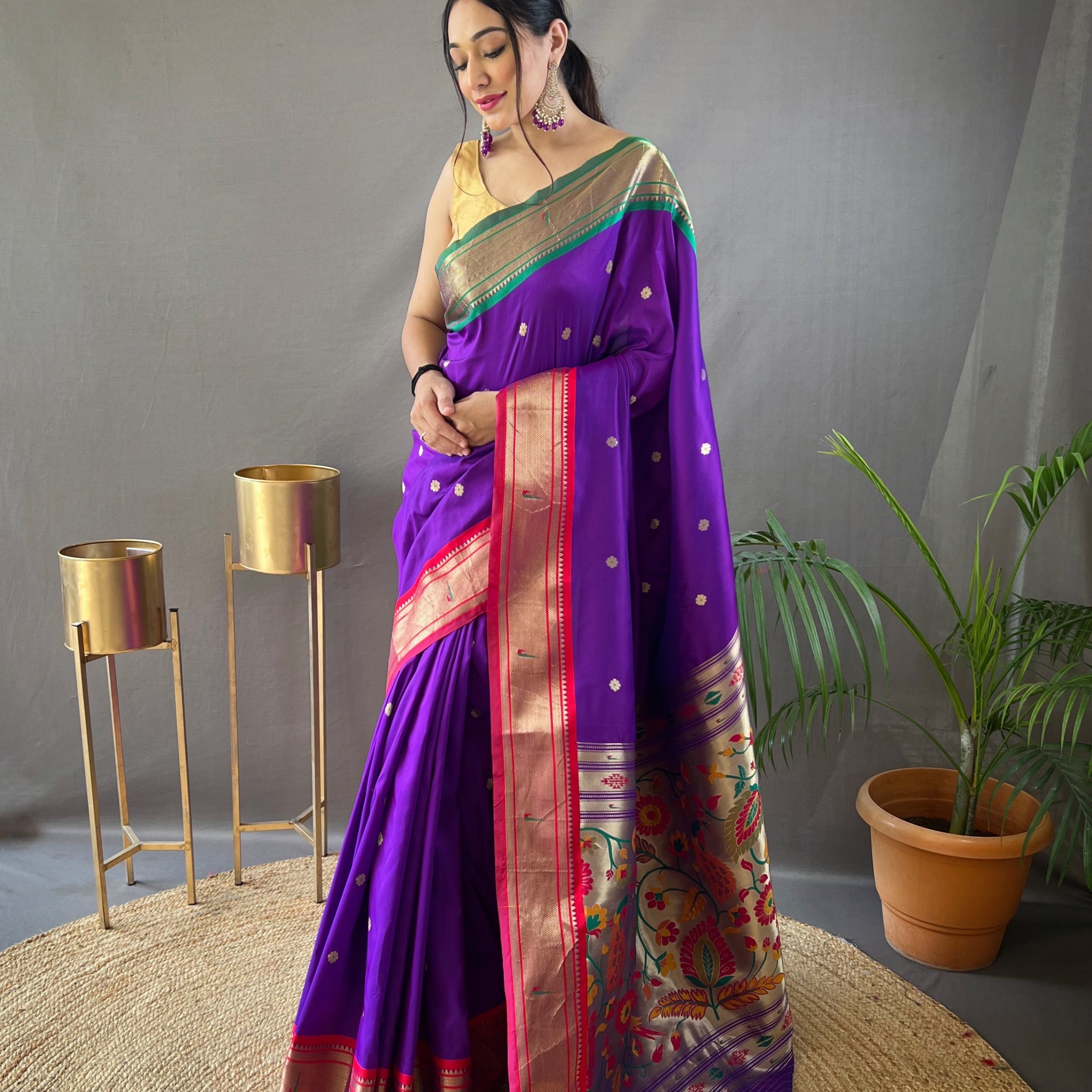 Purple Paithani Silk Saree