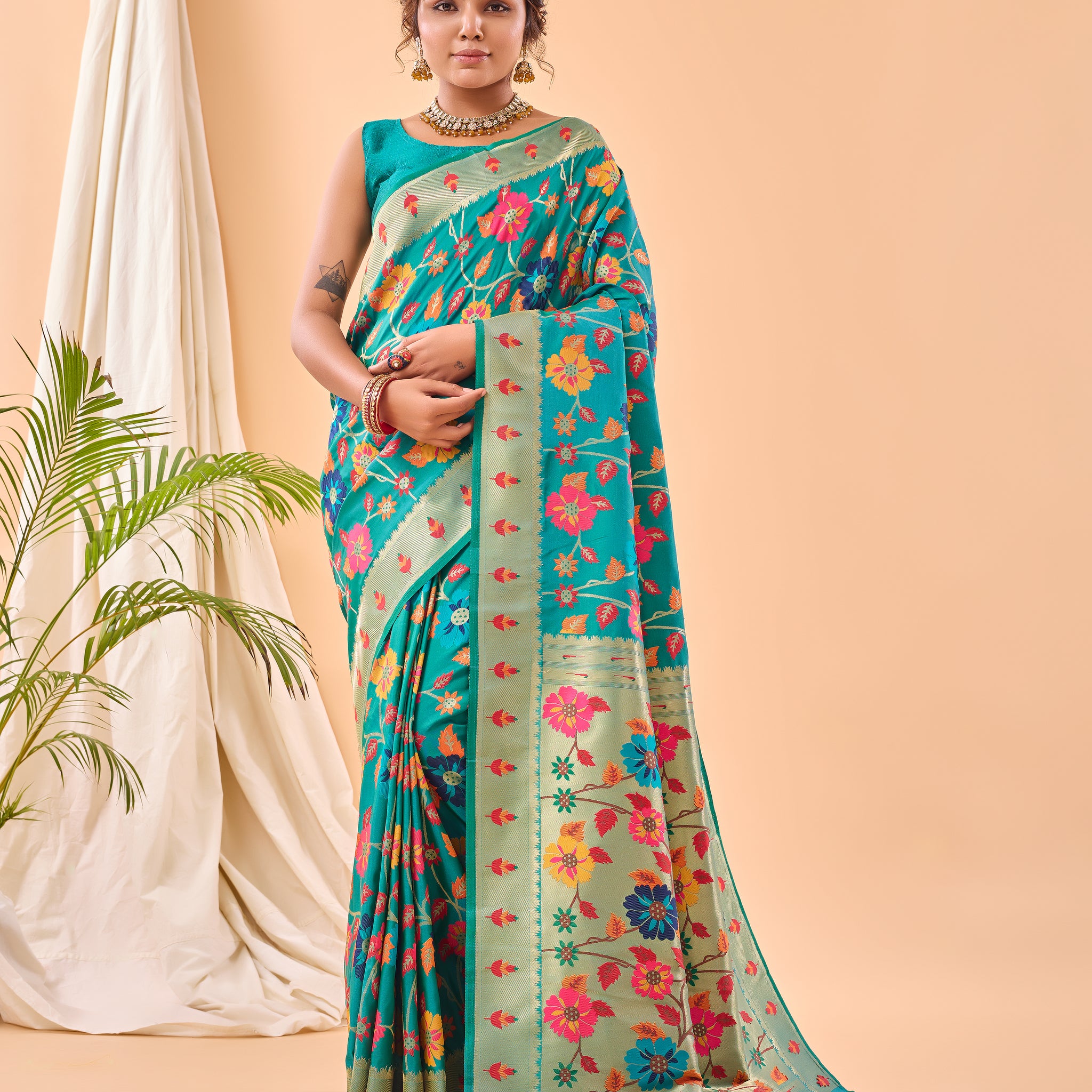 Sky Blue Paithani Silk Saree