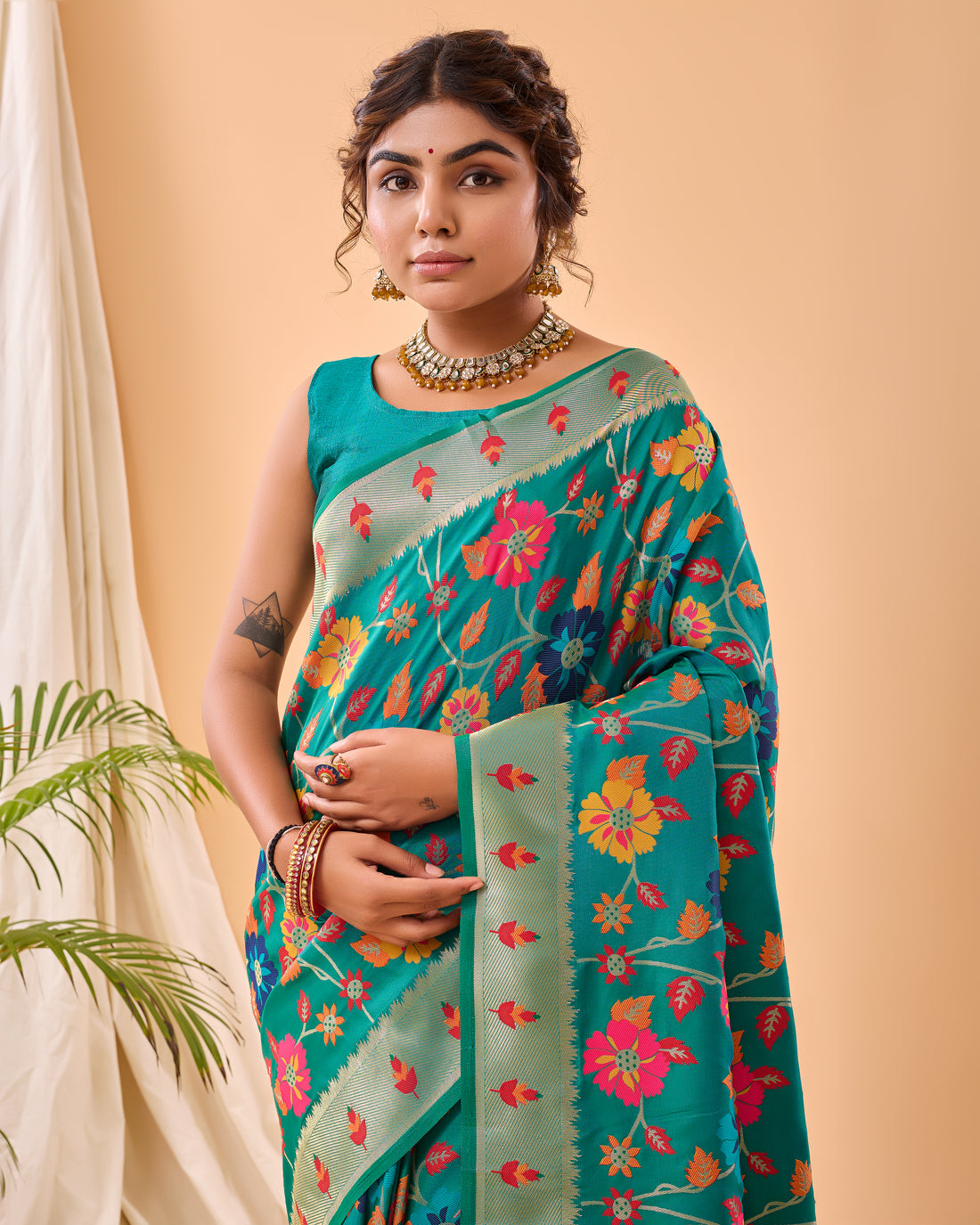 Rama Paithani Silk Saree