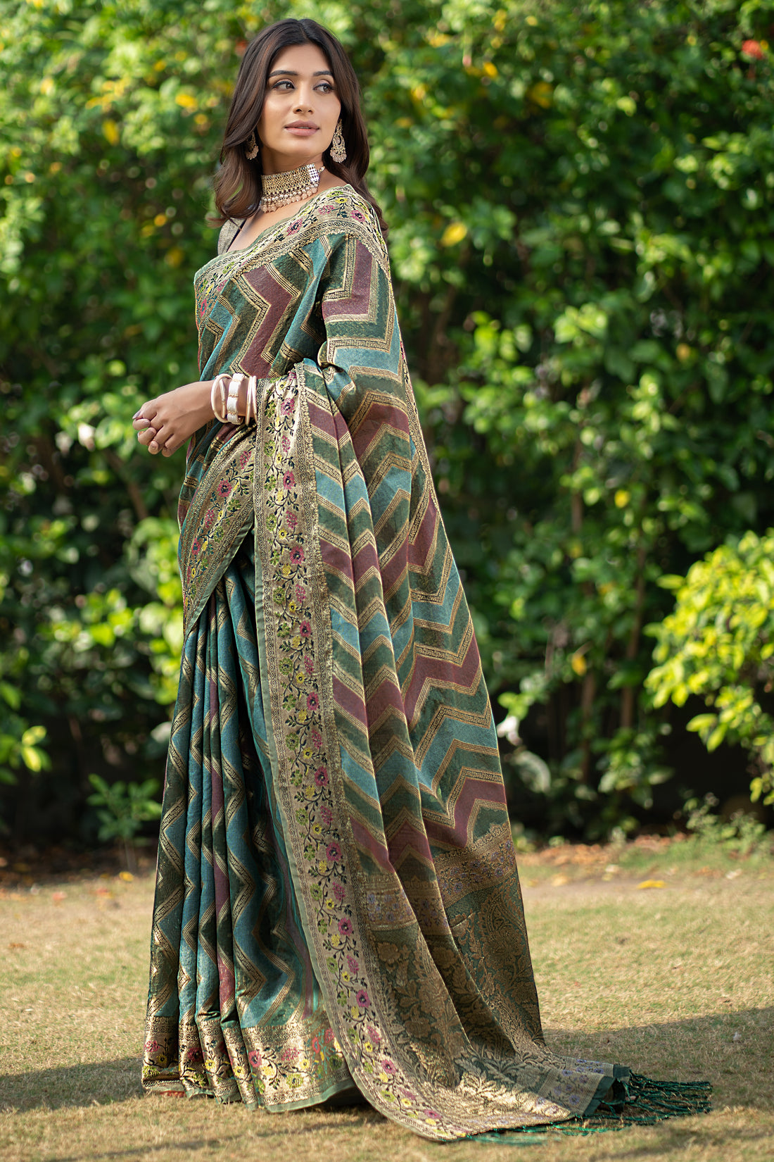 Ishika Fab Green Organza Saree