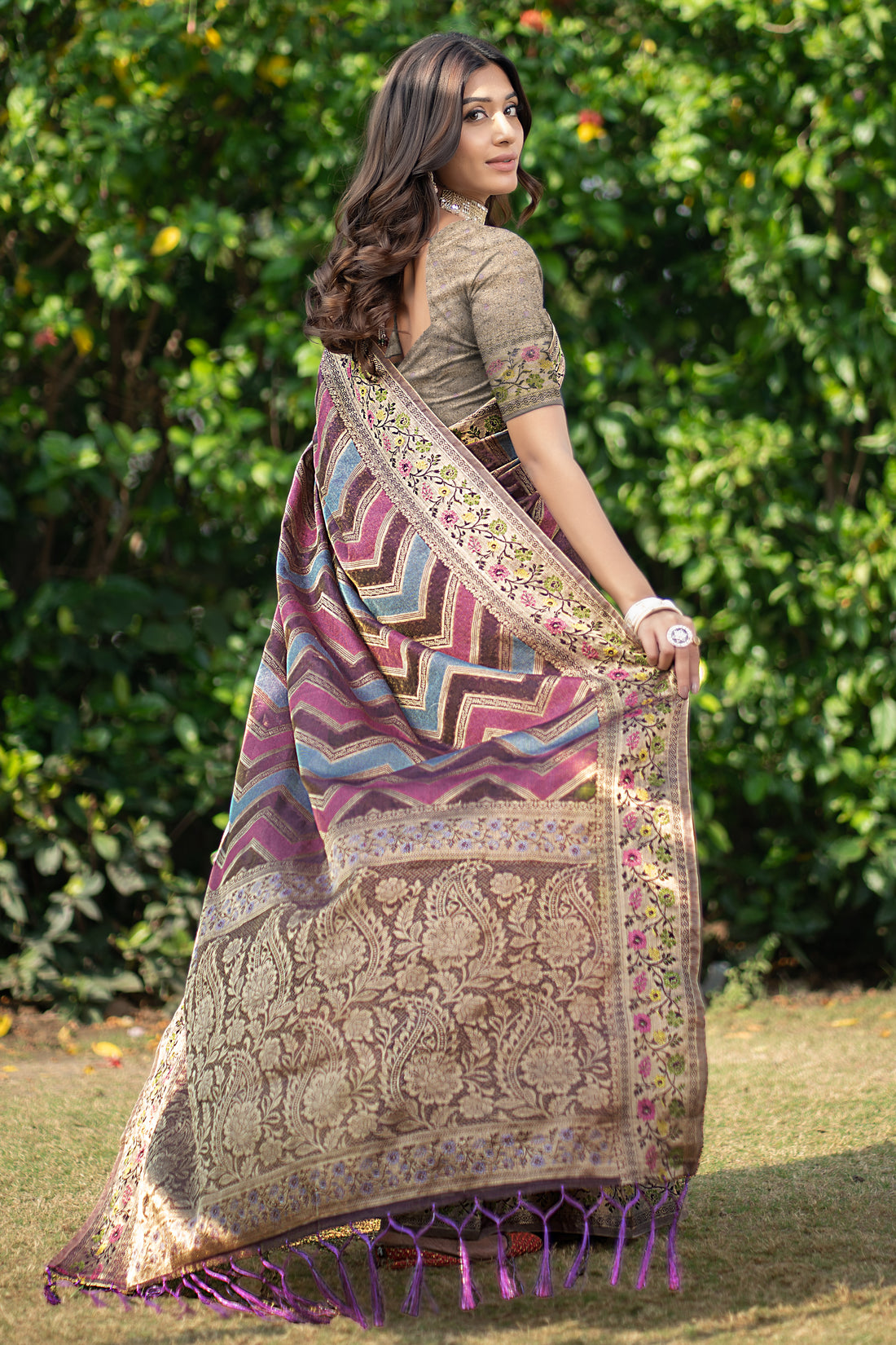 Ishika Fab Wine Organza Saree