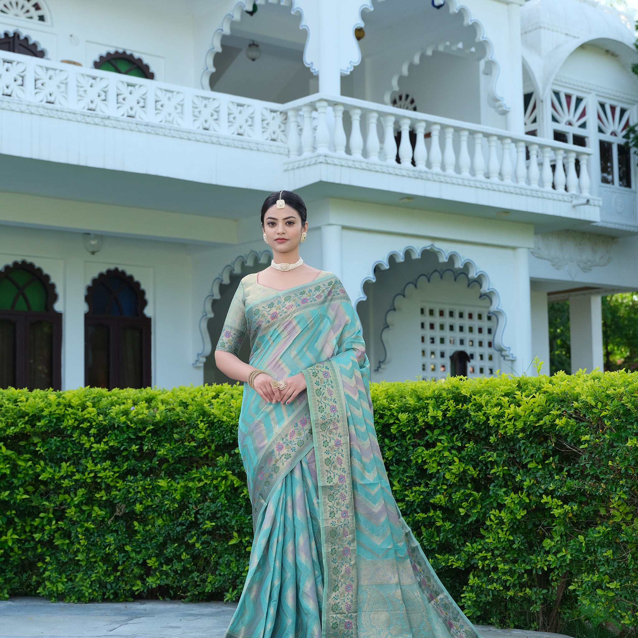 Ishika Fab Blue Organza Saree