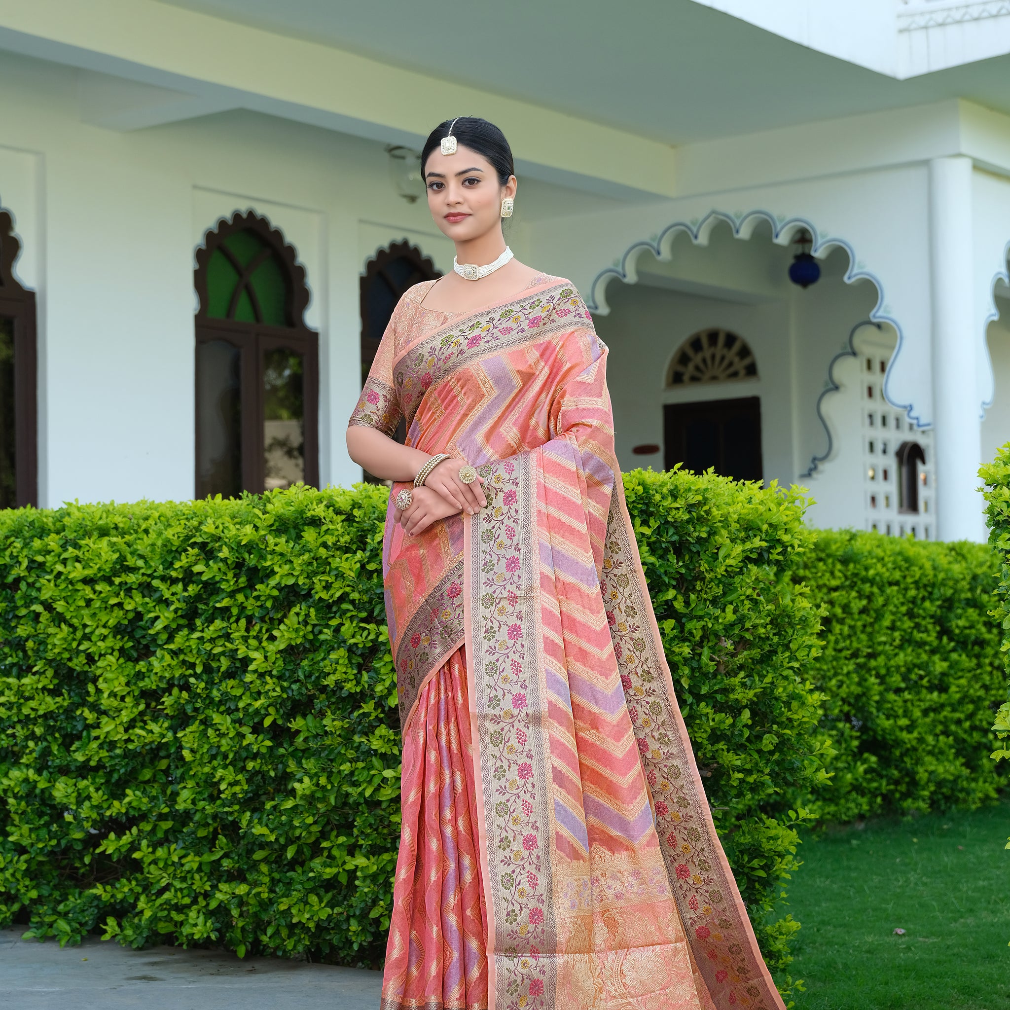 Pink Organza Saree