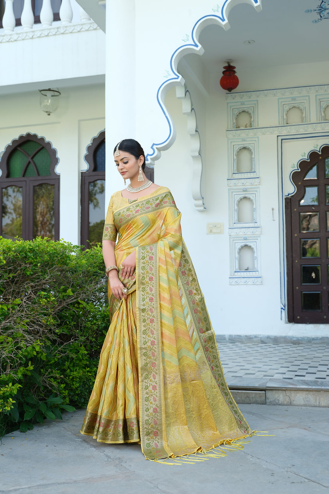 Ishika Fab Yellow Organza Saree