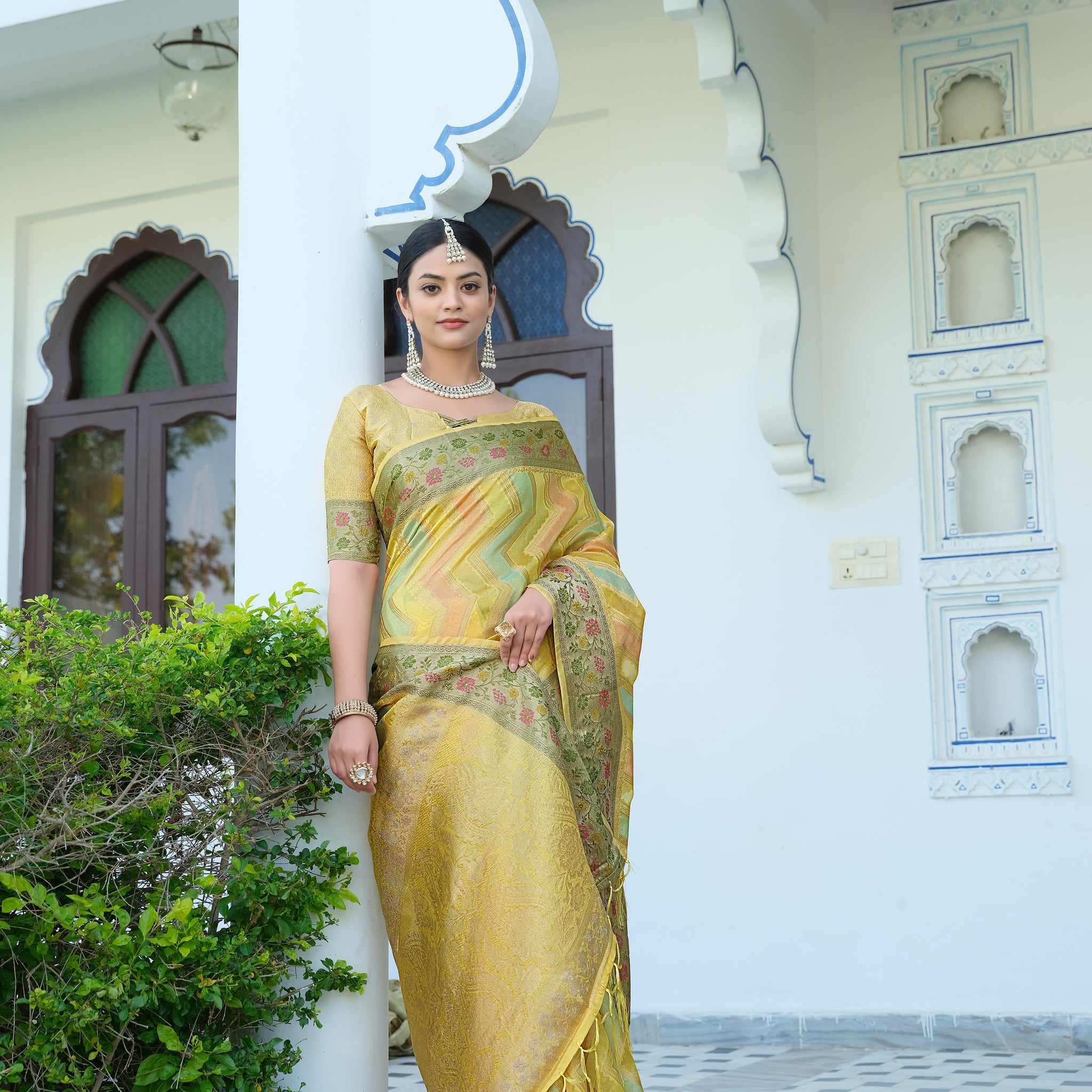 Ishika Fab Yellow Organza Saree