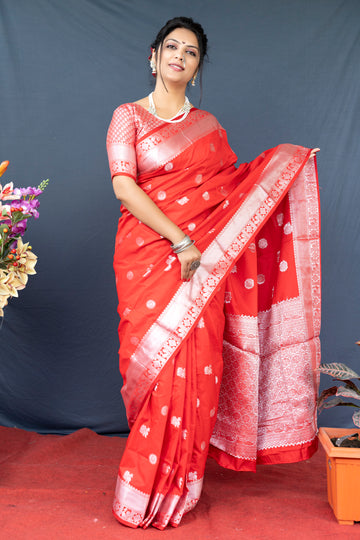 Red Soft Banarasi Silk Saree