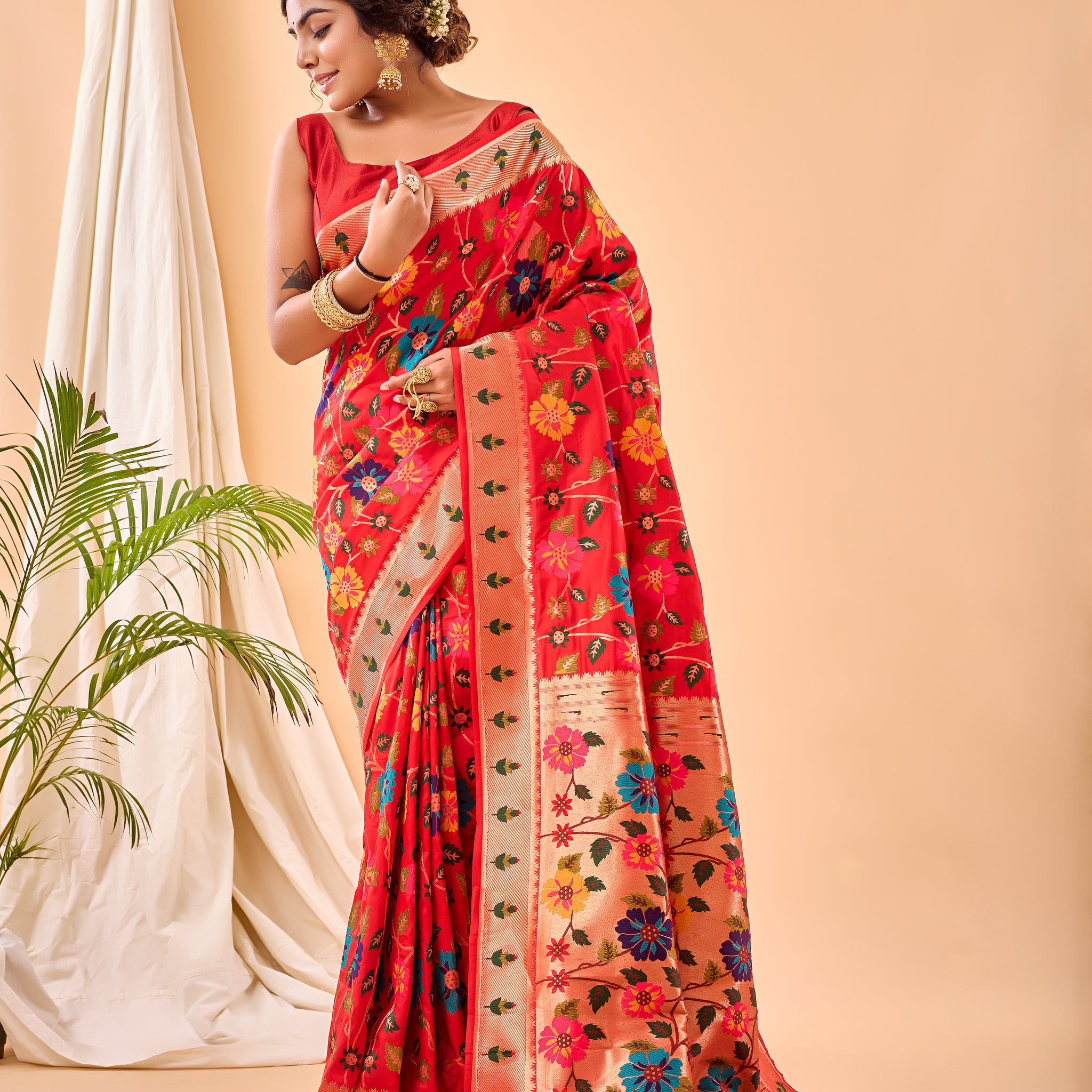 Red Paithani Silk Saree