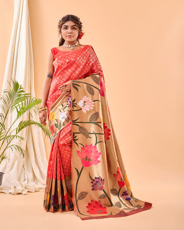 Red Paithani Silk Saree