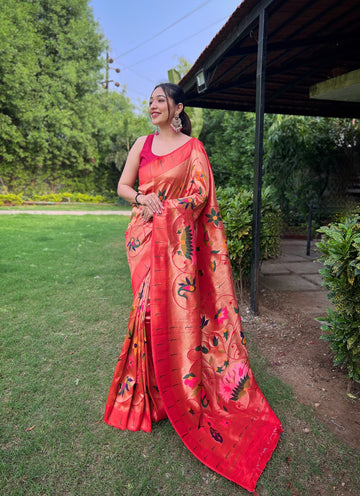 Red Paithani Silk Saree