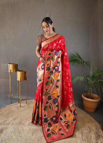 Red Paithani Silk Saree