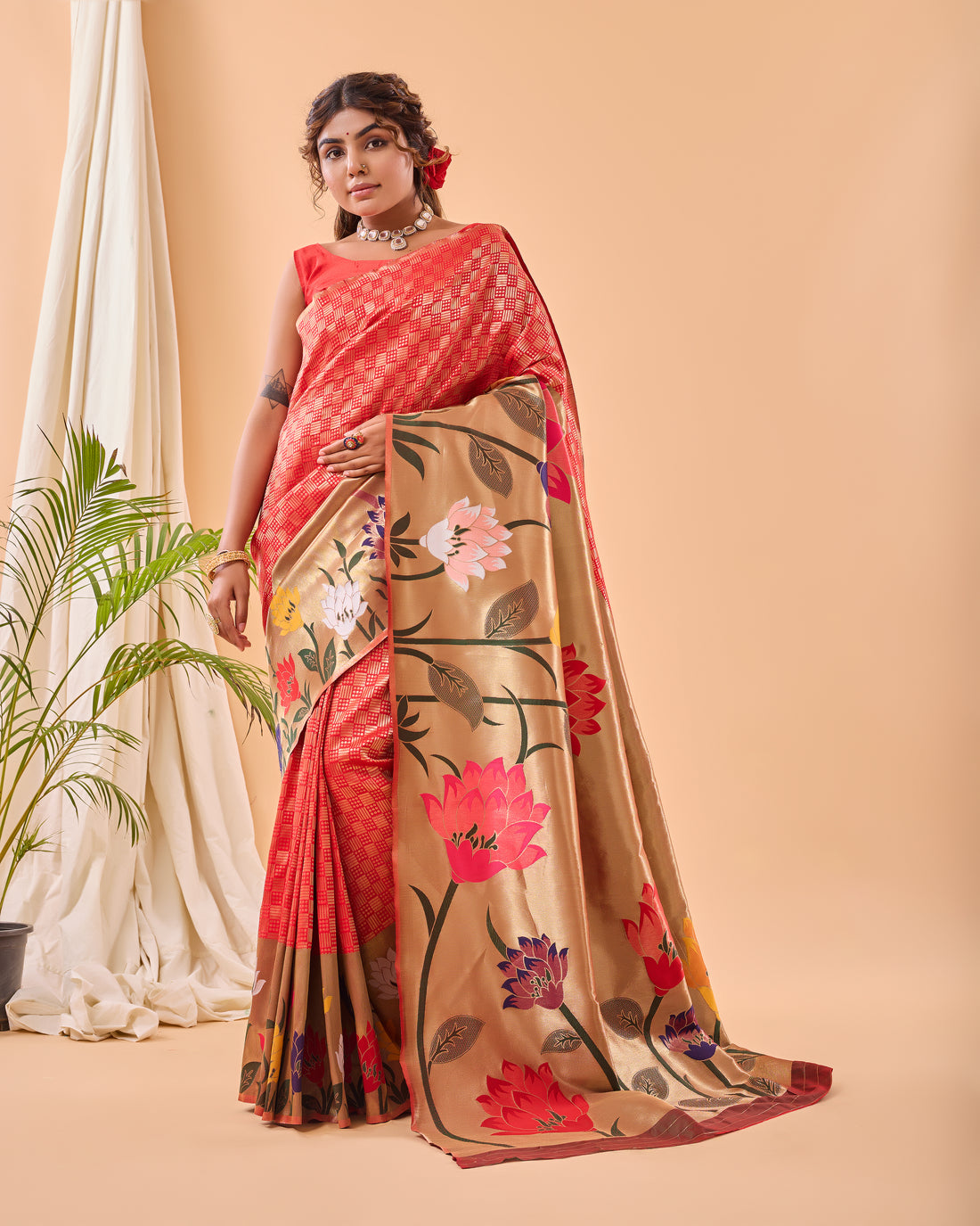 Red Paithani Silk Saree