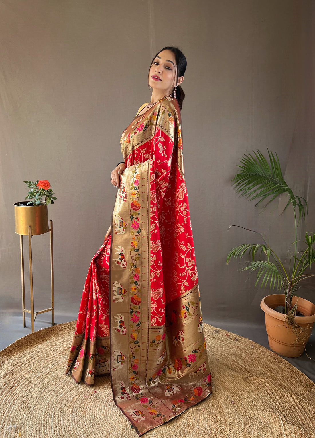 Red Paithani And Patola Fusion Saree