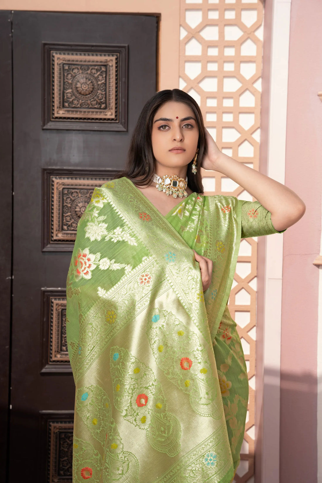 Green Cotton Silk Saree