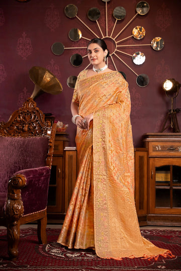 Orange Organza Silk Saree