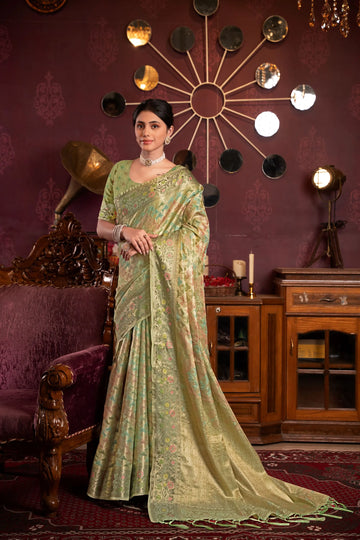 Pista Green Organza Silk Saree