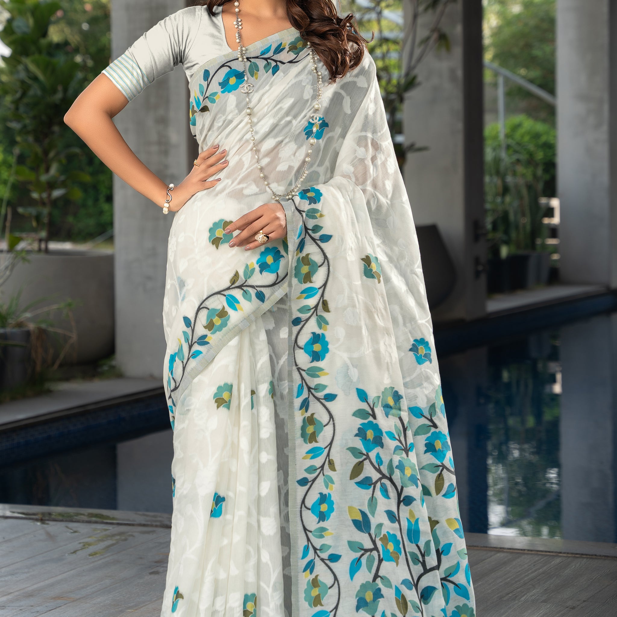 White Cotton Saree