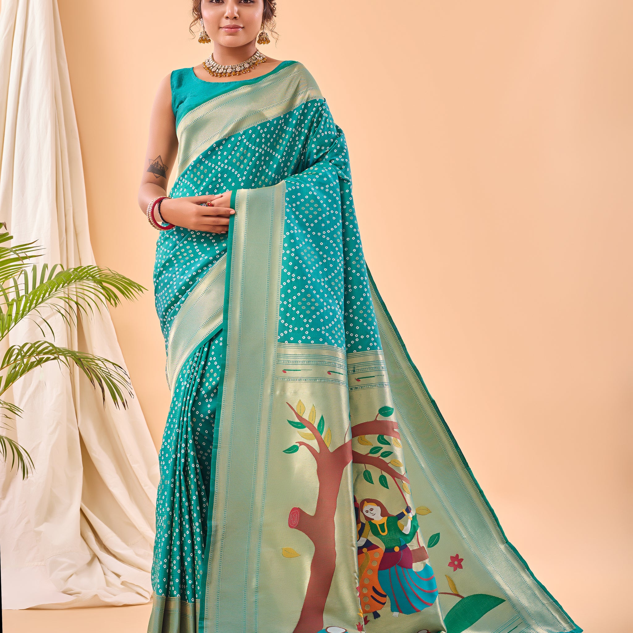 Rama Paithani Silk Saree