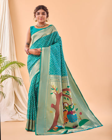 Rama Paithani Silk Saree