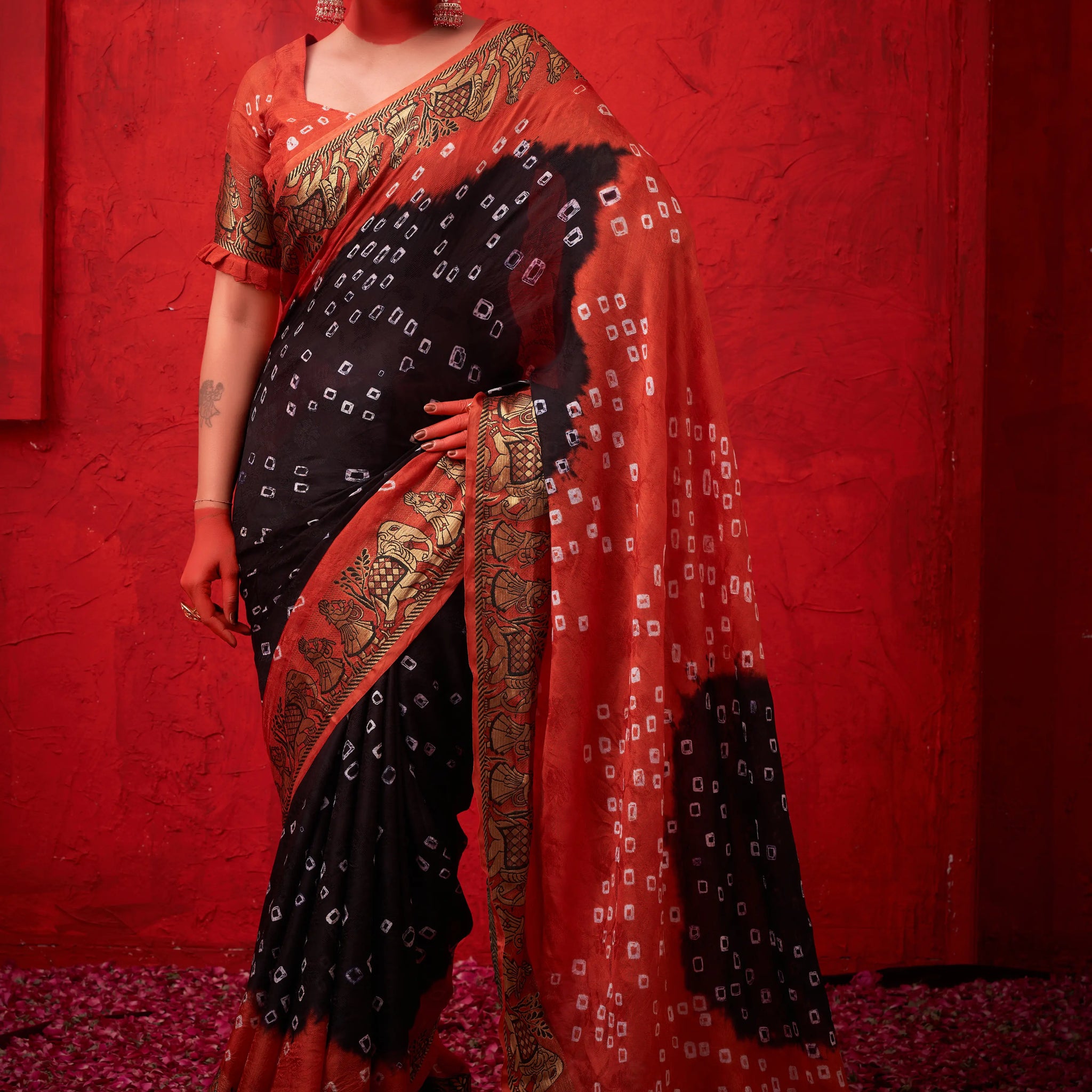 Black Viscose Art Silk Saree