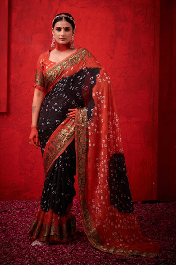 Black Viscose Art Silk Saree