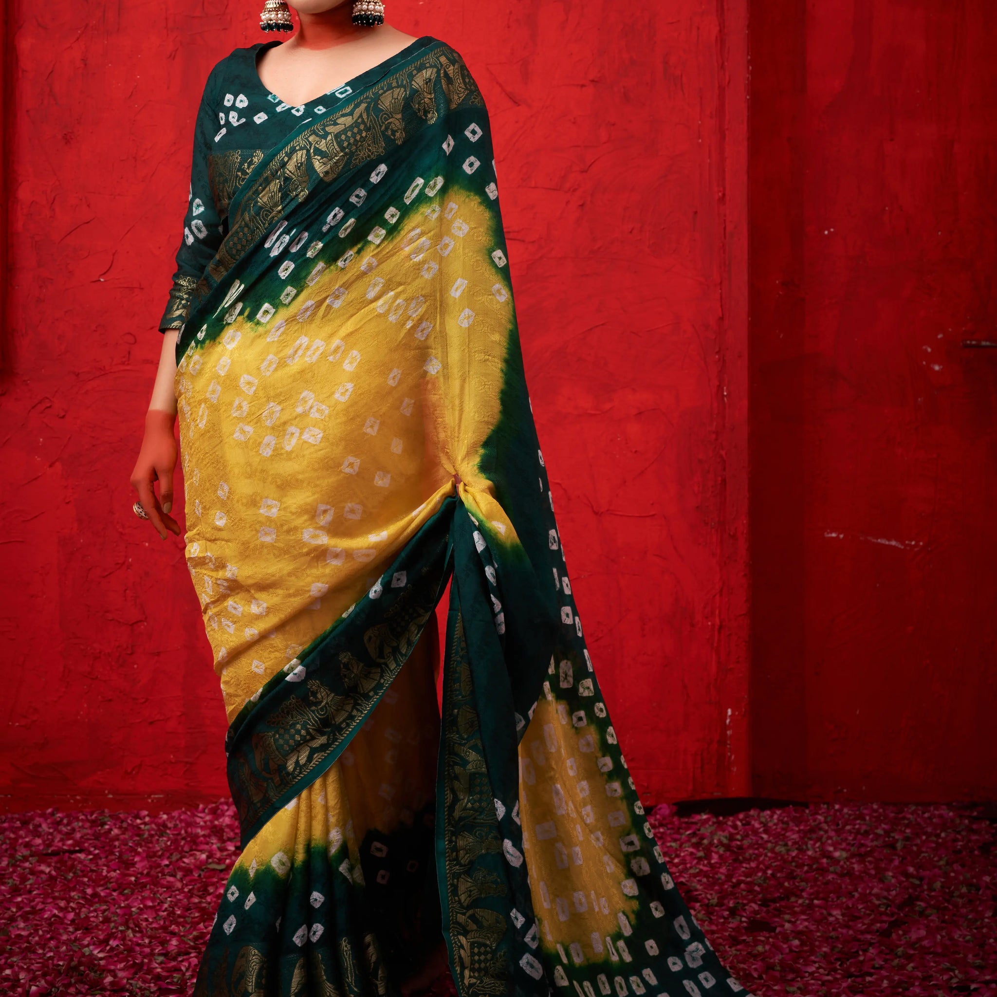 Yellow Viscose Art Silk Saree