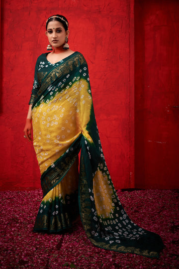 Yellow Viscose Art Silk Saree