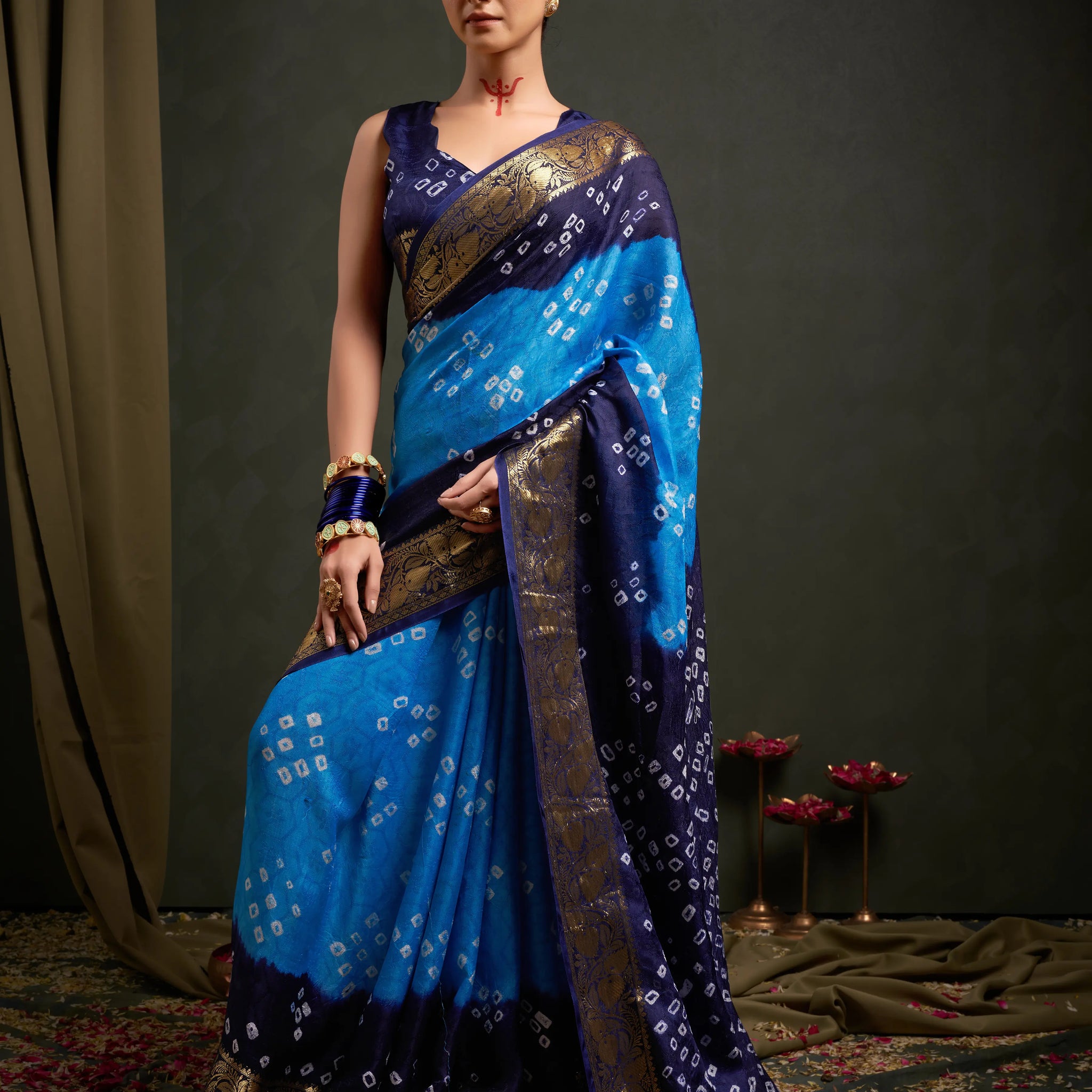 Blue Viscose Art Silk Saree