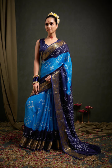 Blue Viscose Art Silk Saree