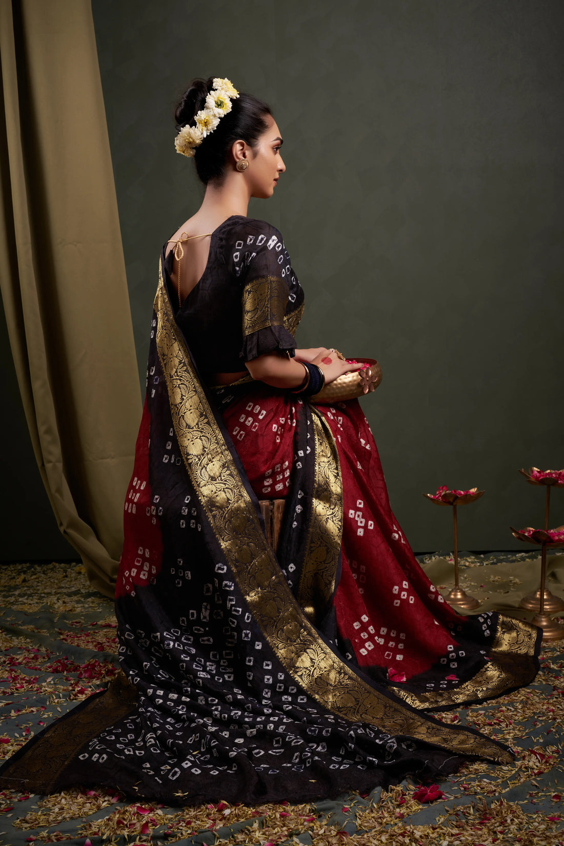 Maroon & Black Viscose Art Silk Saree