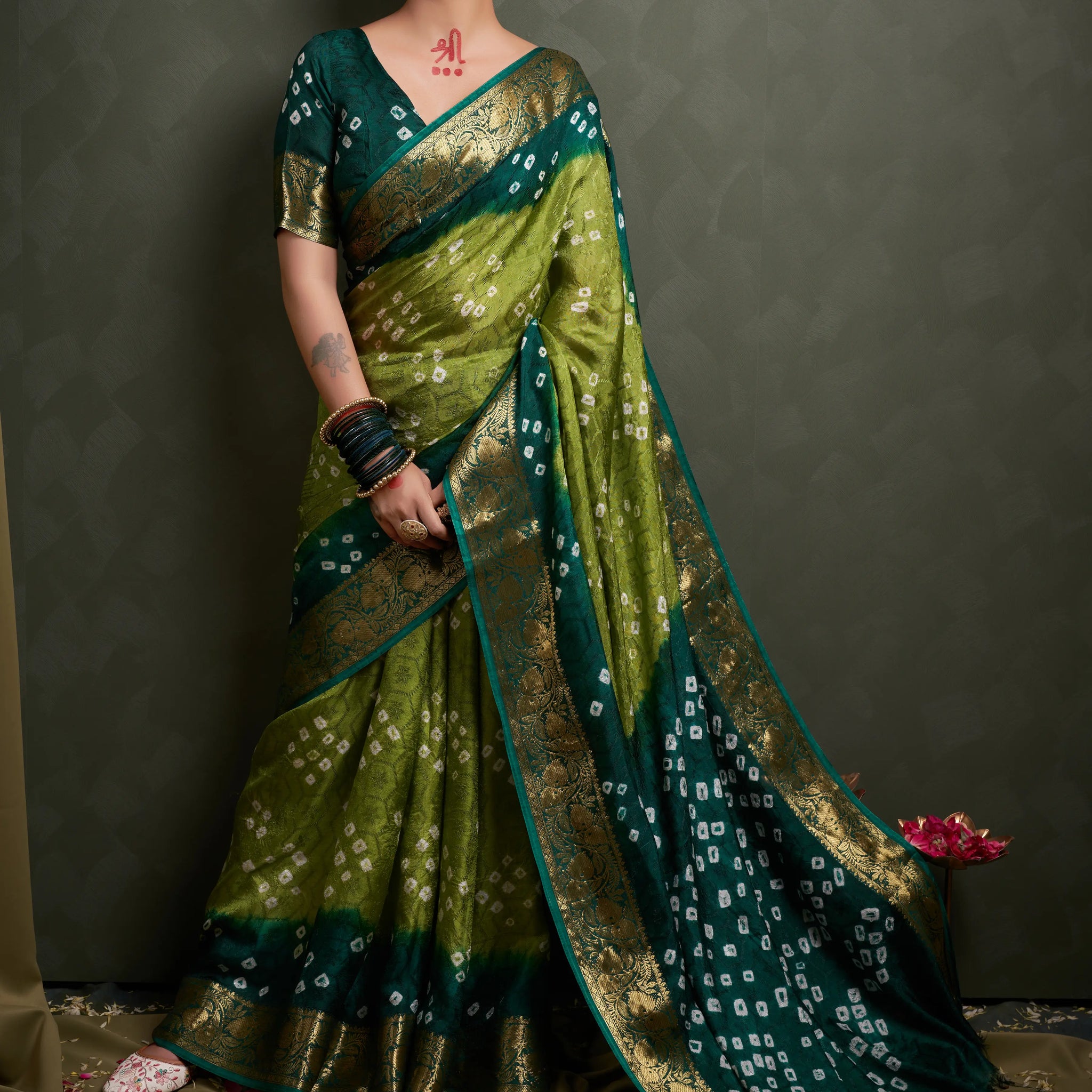 Green Viscose Art Silk Saree