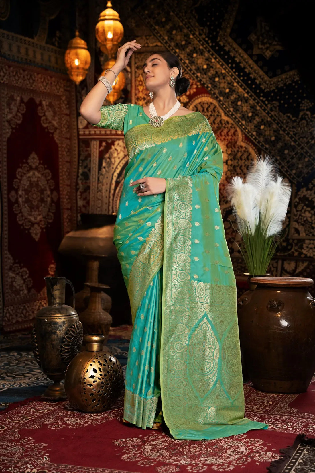 Green Banarasi Silk Saree