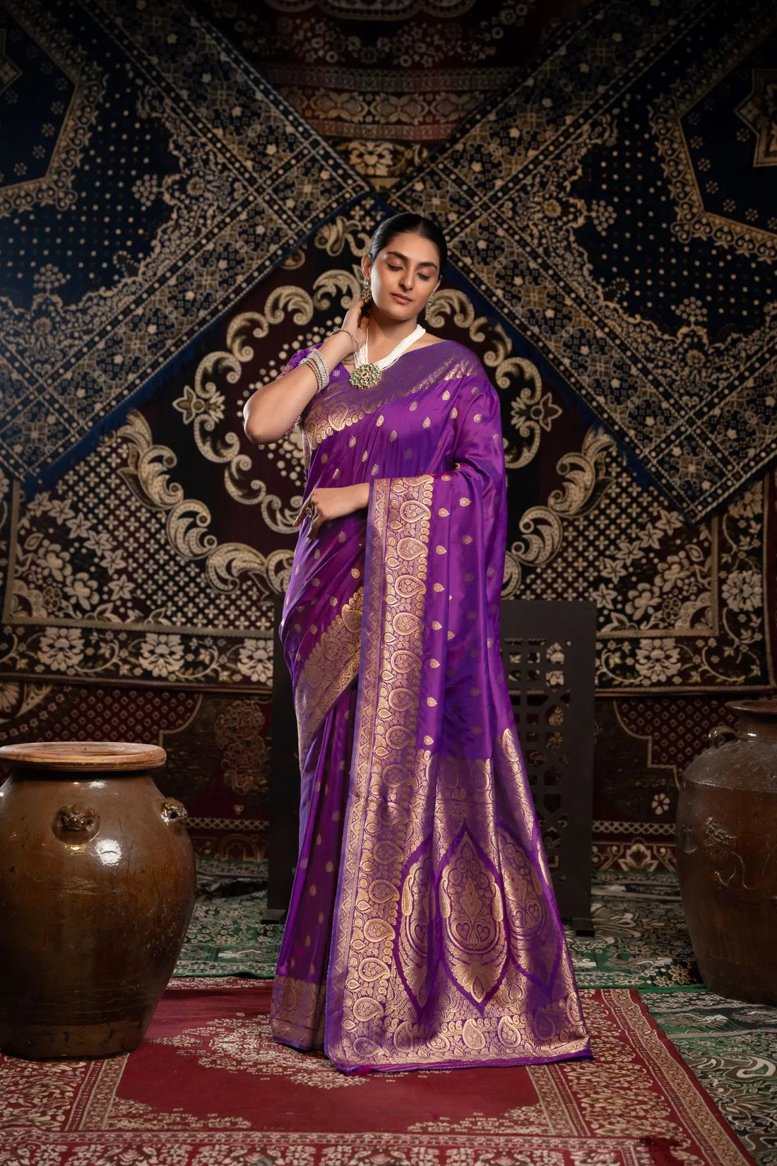 Violet Banarasi Silk Saree