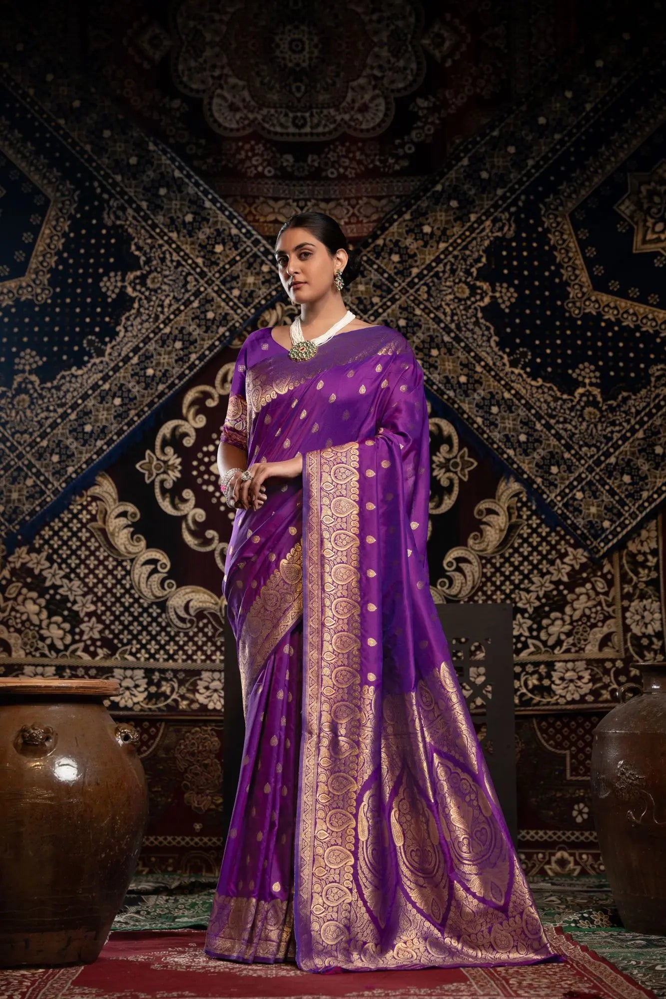 Violet Banarasi Silk Saree