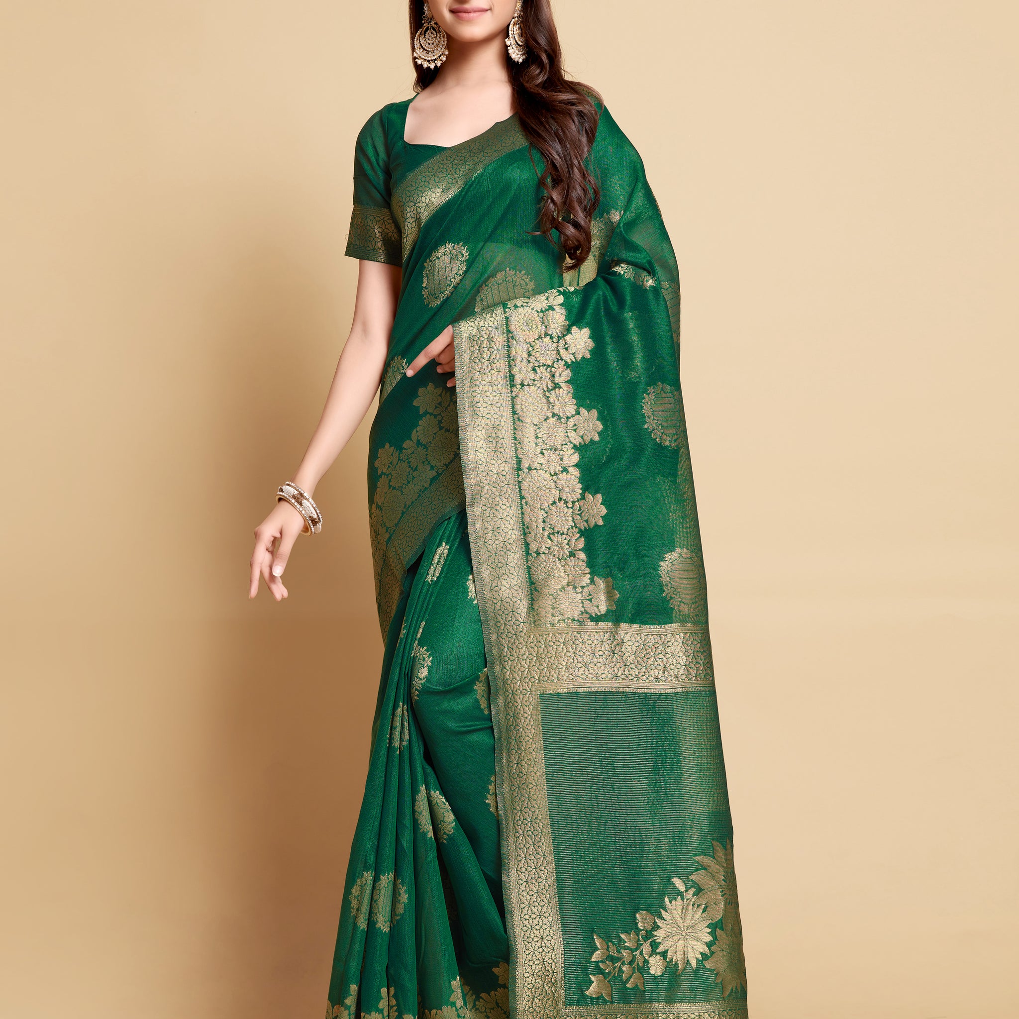 Green Linen Saree