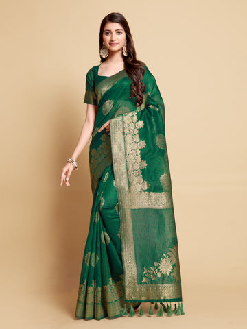 Green Linen Saree