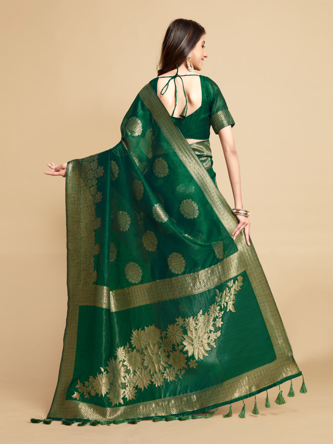 Green Linen Saree