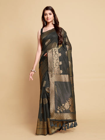 Gray Linen Saree