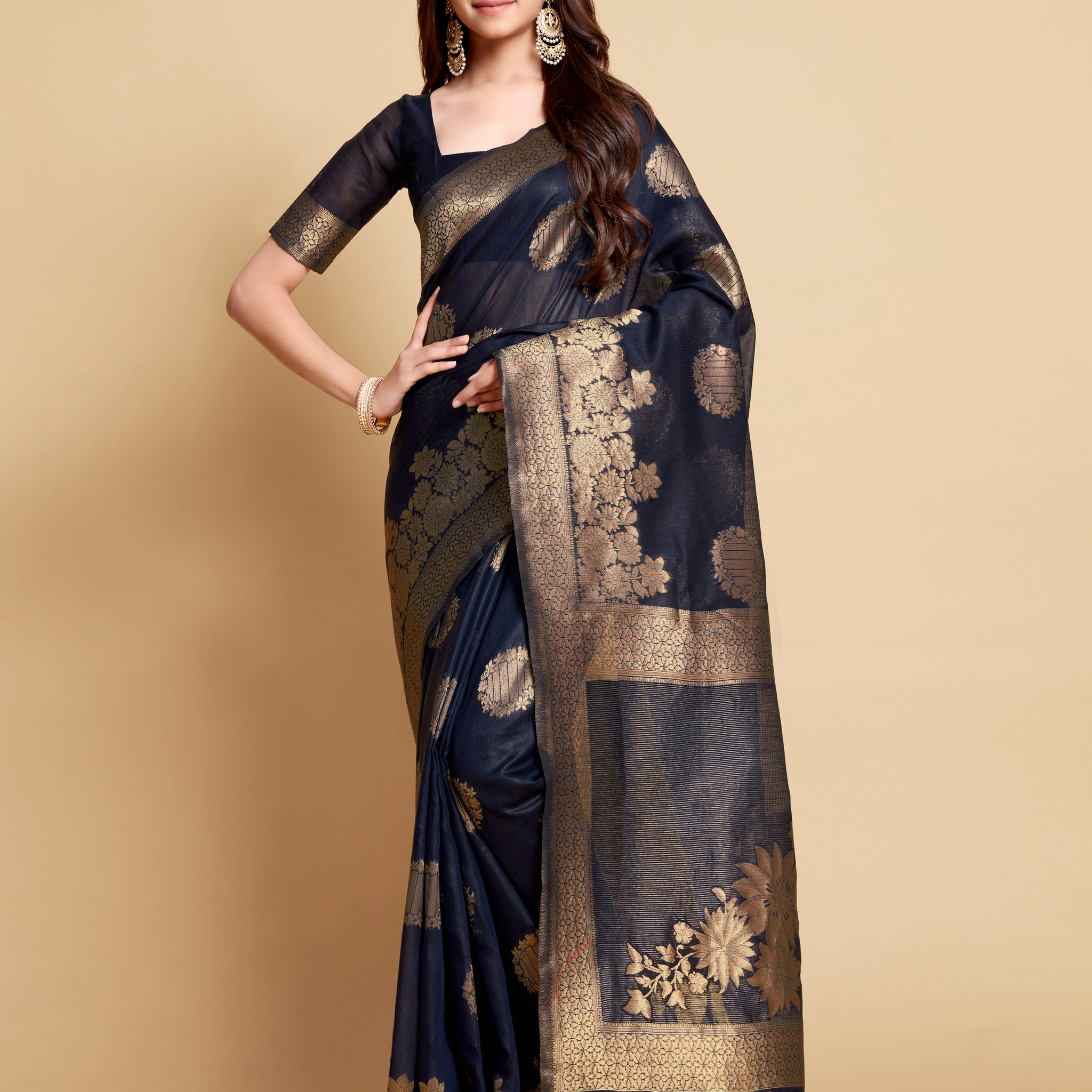 Ishika Fab Blue Linen Saree