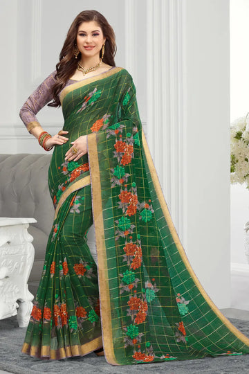 Green Cotton Saree